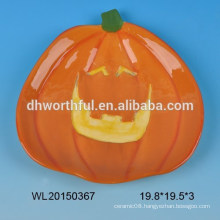 Halloween series ceramic pumpkin plate in smiling face